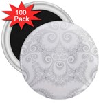 Wedding White Swirls Spirals 3  Magnets (100 pack)