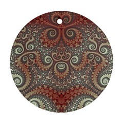Red and White Color Swirls Round Ornament (Two Sides) from ArtsNow.com Back