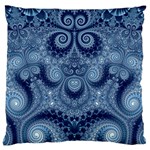 Royal Blue Swirls Large Flano Cushion Case (One Side)