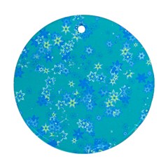 Aqua Blue Floral Print Round Ornament (Two Sides) from ArtsNow.com Front