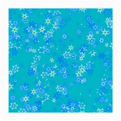 Aqua Blue Floral Print Medium Glasses Cloth (2 Sides) from ArtsNow.com Front