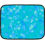 Aqua Blue Floral Print Double Sided Fleece Blanket (Mini) 