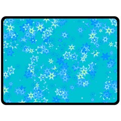 Aqua Blue Floral Print Double Sided Fleece Blanket (Large)  from ArtsNow.com 80 x60  Blanket Front