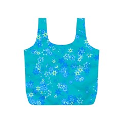 Aqua Blue Floral Print Full Print Recycle Bag (S) from ArtsNow.com Back