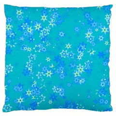 Aqua Blue Floral Print Large Flano Cushion Case (Two Sides) from ArtsNow.com Front