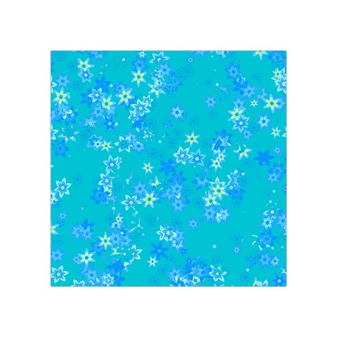 Aqua Blue Floral Print Square Tapestry (Small) from ArtsNow.com Front