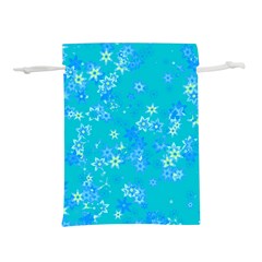 Aqua Blue Floral Print Lightweight Drawstring Pouch (M) from ArtsNow.com Front
