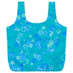 Aqua Blue Floral Print Full Print Recycle Bag (XXXL)