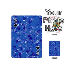 Cornflower Blue Floral Print Playing Cards 54 Designs (Mini) from ArtsNow.com Front - Spade2