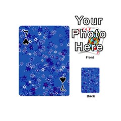 Cornflower Blue Floral Print Playing Cards 54 Designs (Mini) from ArtsNow.com Front - Spade7