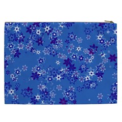 Cornflower Blue Floral Print Cosmetic Bag (XXL) from ArtsNow.com Back