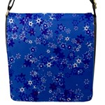 Cornflower Blue Floral Print Flap Closure Messenger Bag (S)