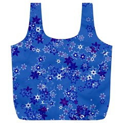 Cornflower Blue Floral Print Full Print Recycle Bag (XL) from ArtsNow.com Front