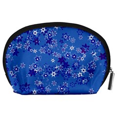 Cornflower Blue Floral Print Accessory Pouch (Large) from ArtsNow.com Back