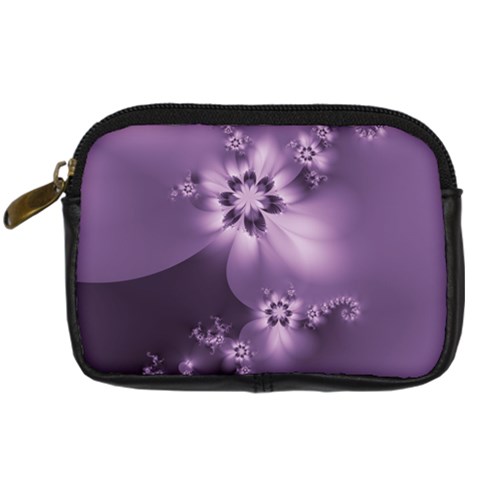 Royal Purple Floral Print Digital Camera Leather Case from ArtsNow.com Front
