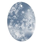 Faded Blue White Floral Print Ornament (Oval)