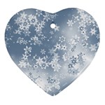 Faded Blue White Floral Print Ornament (Heart)