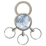 Faded Blue White Floral Print 3-Ring Key Chain
