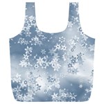 Faded Blue White Floral Print Full Print Recycle Bag (XXXL)