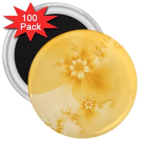 Saffron Yellow Floral Print 3  Magnets (100 pack) from ArtsNow.com Front