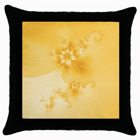 Saffron Yellow Floral Print Throw Pillow Case (Black) from ArtsNow.com Front