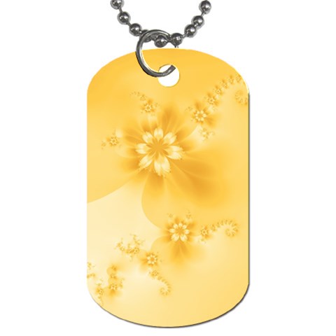 Saffron Yellow Floral Print Dog Tag (Two Sides) from ArtsNow.com Front