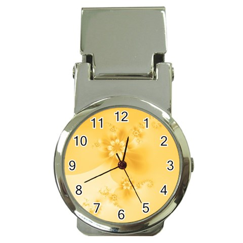 Saffron Yellow Floral Print Money Clip Watches from ArtsNow.com Front
