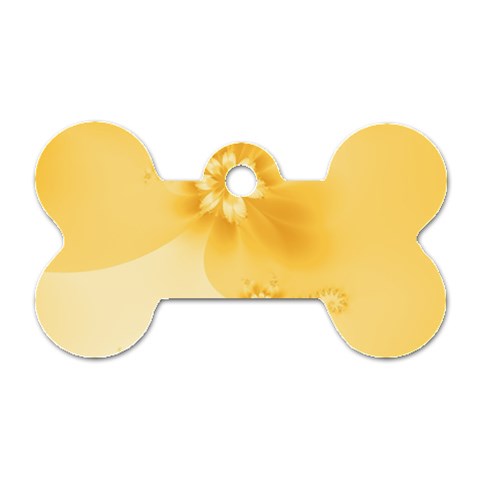 Saffron Yellow Floral Print Dog Tag Bone (One Side) from ArtsNow.com Front