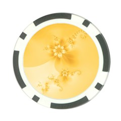 Saffron Yellow Floral Print Poker Chip Card Guard from ArtsNow.com Back