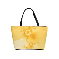 Saffron Yellow Floral Print Classic Shoulder Handbag from ArtsNow.com Front