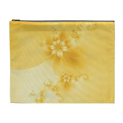 Saffron Yellow Floral Print Cosmetic Bag (XL) from ArtsNow.com Front