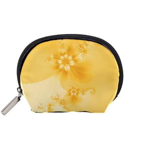 Saffron Yellow Floral Print Accessory Pouch (Small) from ArtsNow.com Front