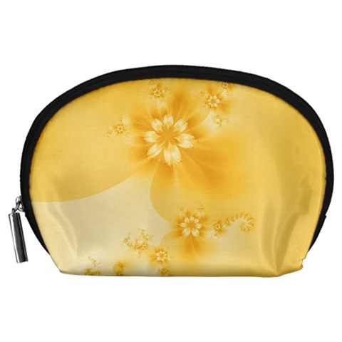Saffron Yellow Floral Print Accessory Pouch (Large) from ArtsNow.com Front