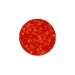 Orange Red Floral Print Golf Ball Marker