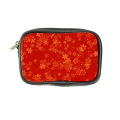 Orange Red Floral Print Coin Purse from ArtsNow.com Front