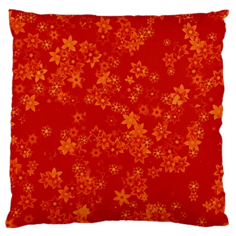 Orange Red Floral Print Large Flano Cushion Case (One Side) from ArtsNow.com Front