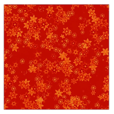 Orange Red Floral Print Large Satin Scarf (Square) from ArtsNow.com Front