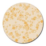 Yellow Flowers Floral Print Round Mousepads