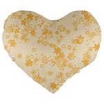 Yellow Flowers Floral Print Large 19  Premium Heart Shape Cushions