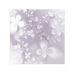 Pale Mauve White Flowers Small Satin Scarf (Square)