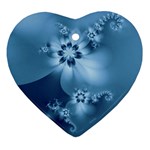 Steel Blue Flowers Ornament (Heart)