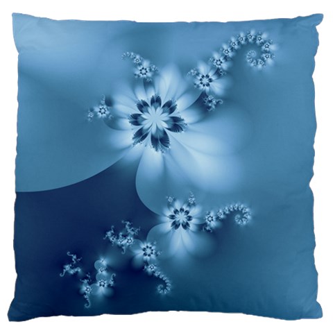Steel Blue Flowers Large Cushion Case (Two Sides) from ArtsNow.com Front