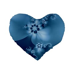 Steel Blue Flowers Standard 16  Premium Heart Shape Cushions from ArtsNow.com Front