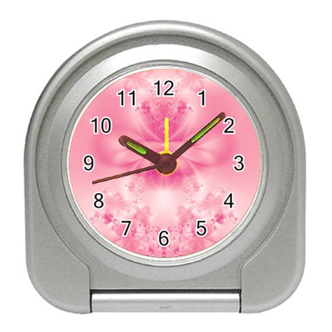 Pink Floral Pattern Travel Alarm Clock from ArtsNow.com Front