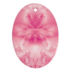 Pink Floral Pattern Oval Ornament (Two Sides) from ArtsNow.com Back