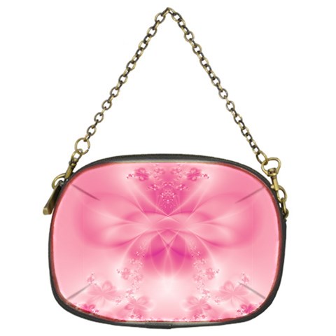 Pink Floral Pattern Chain Purse (One Side) from ArtsNow.com Front
