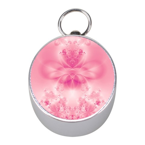 Pink Floral Pattern Mini Silver Compasses from ArtsNow.com Front