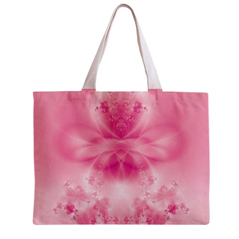 Pink Floral Pattern Zipper Mini Tote Bag from ArtsNow.com Front
