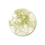 Olive Green With White Flowers Magnet 3  (Round)