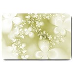Olive Green With White Flowers Large Doormat 